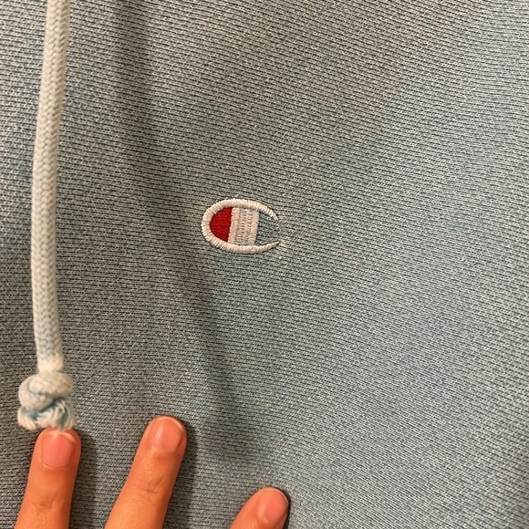 Champion Baby Blue Hoodie Reverse Weave Men’s Medium - Picture 3 of 5